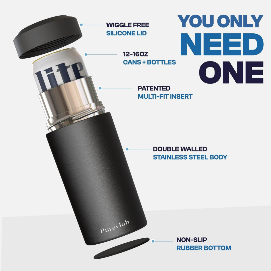 Universal Can Cooler - Fits All Sizes - Insulated Stainless Steel